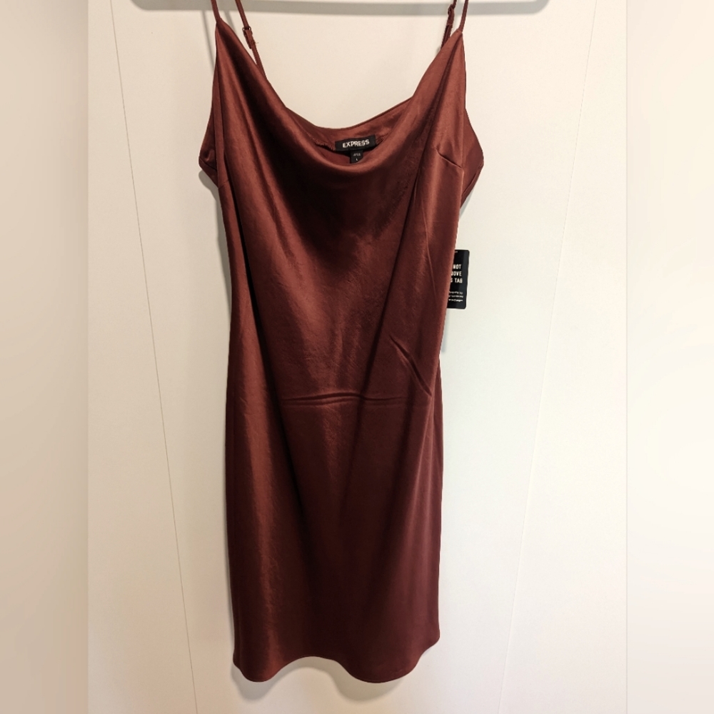 Express cowl next satin knee length slip dress